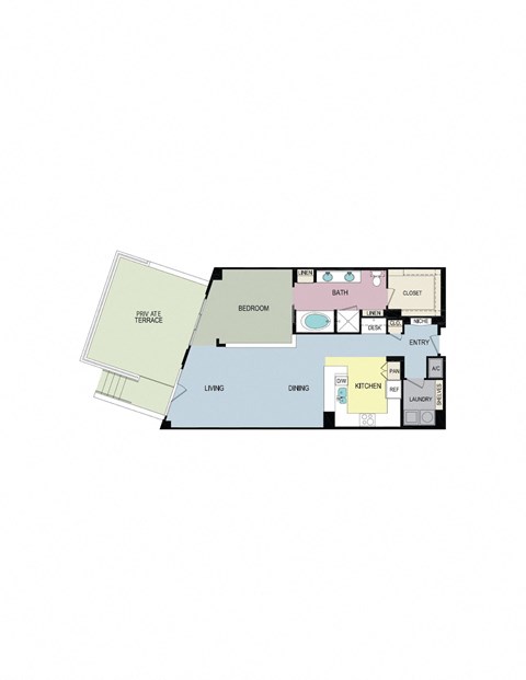 Floor plan for 1 bed, 1 bath, 1095 sqft